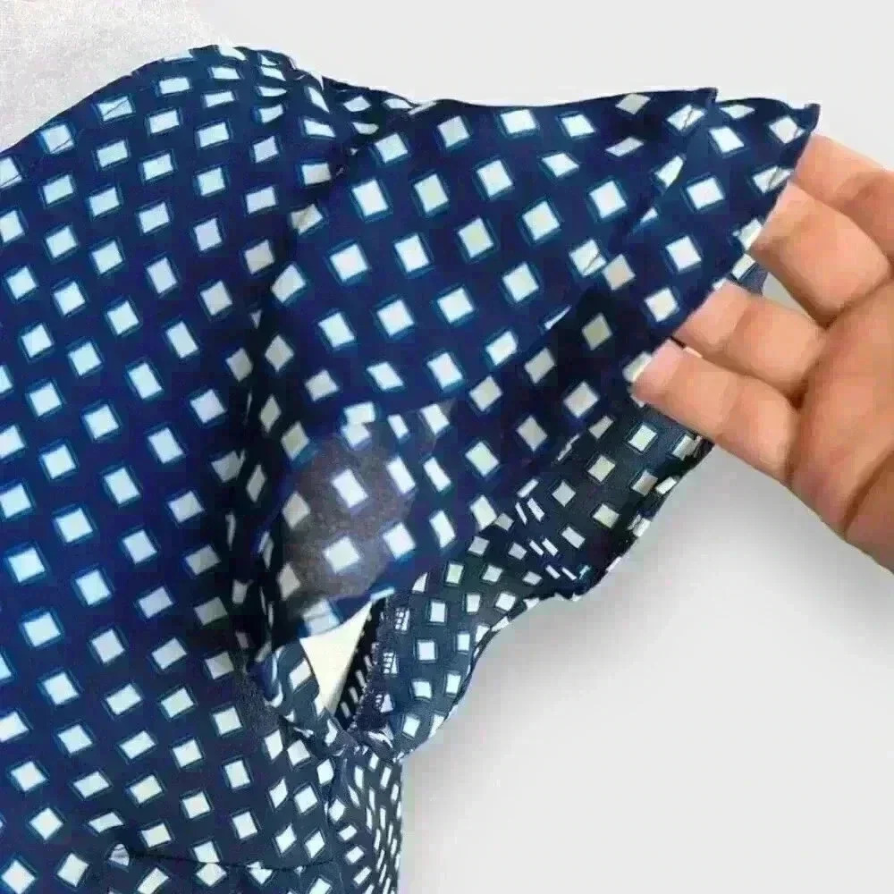 🎉2/$17🎉 Flutter Sleeve Blue Geometric Print Blouse Size S - Picture 7 of 11